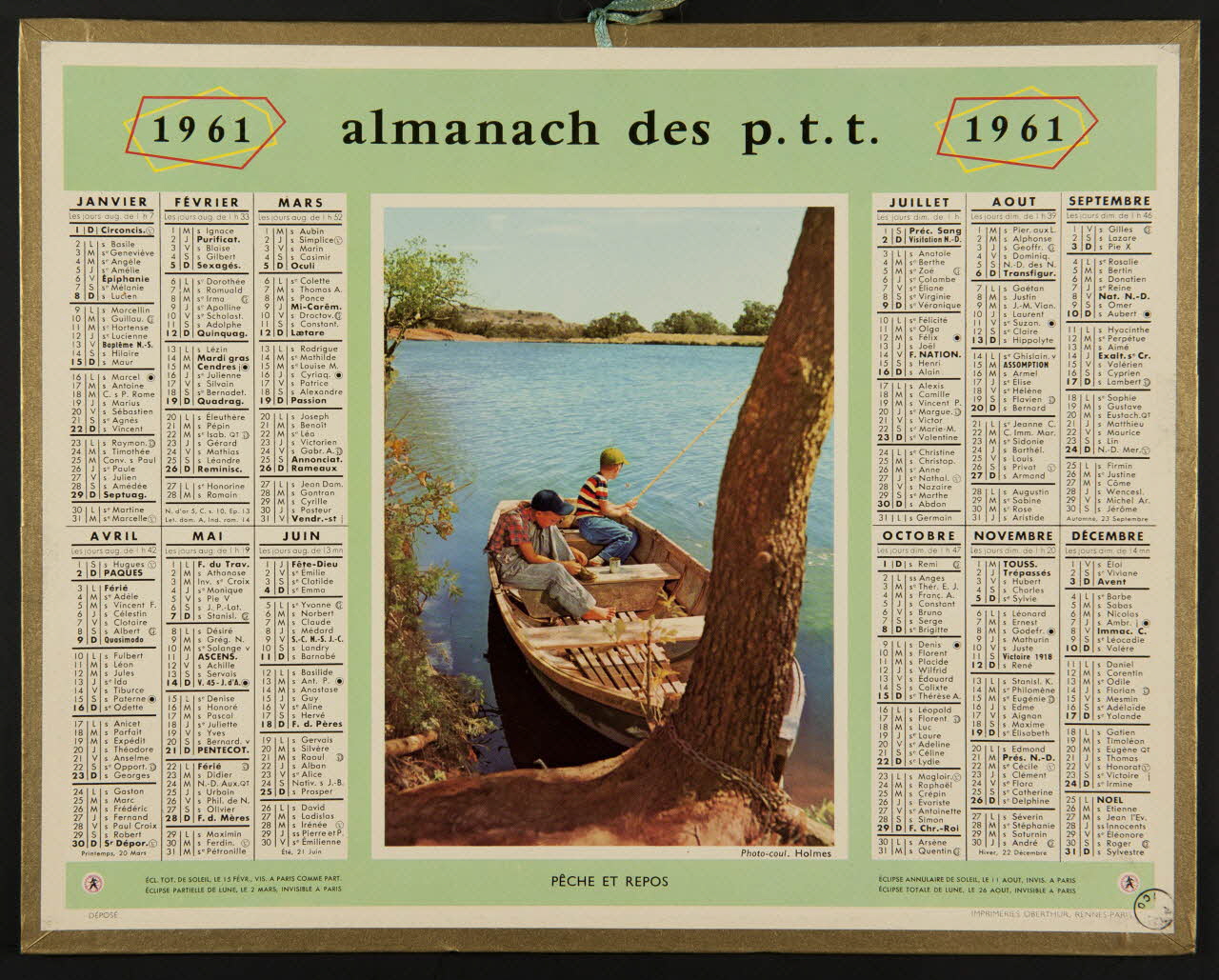 estampe 1961  almanach des p.t.t. 1976.31.46 Photo