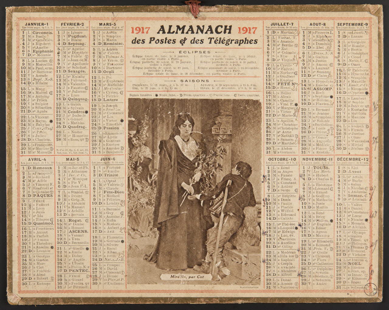 estampe ALMANACH  des Postes et des Télégraphes  1917 1976.31.5 Photo