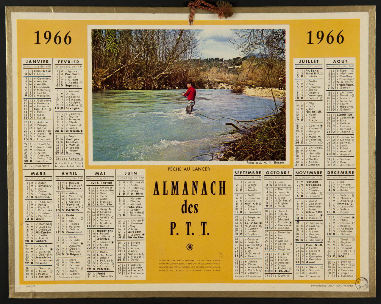 estampe ALMANACH  des  P.T.T.  1966 1976.31.51 Photo