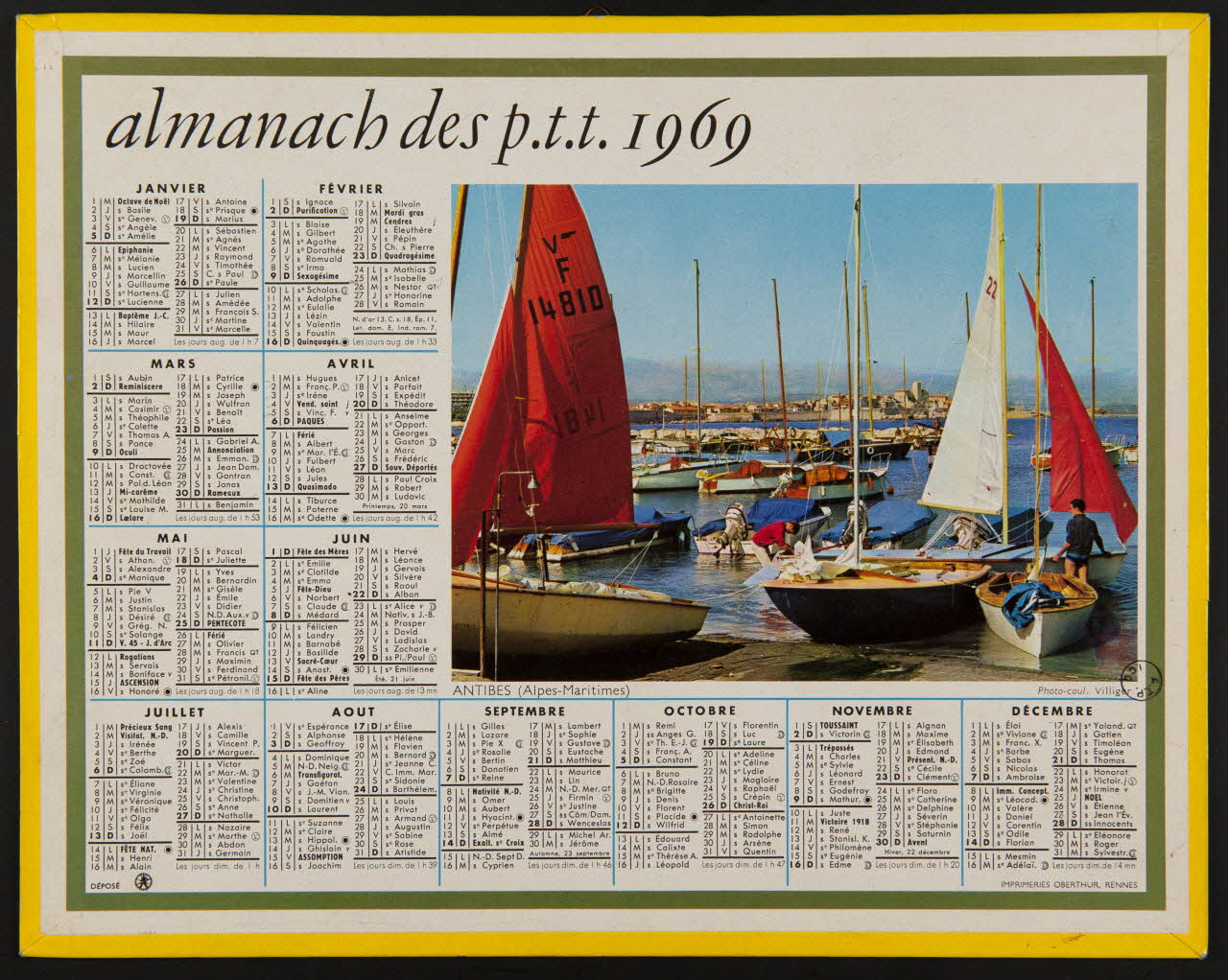 estampe almanach des p.t.t. 1969 1976.31.54 Photo