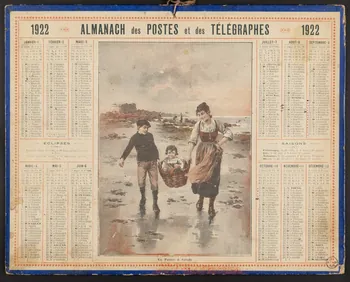 estampe ALMANACH des POSTES et des TELEGRAPHES  1922 1976.31.9 Photo
