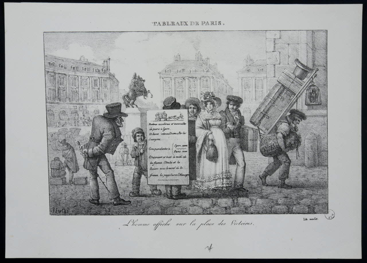 estampe TABLEAUX DE PARIS.  L'homme affiche sur la place des Victoires. 1976.41.8 Photo