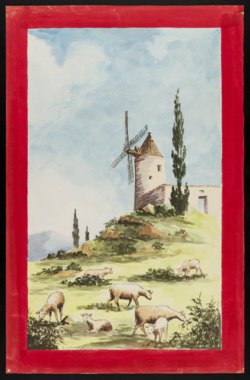 Lecompte R. dessin Maquette de store de boucherie 1945-1955 1976.56.3 Photo