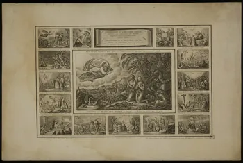 estampe DIEU BENIT ADAM ET EVE après LA CREATION DU MONDE. 1976.69.2 Photo