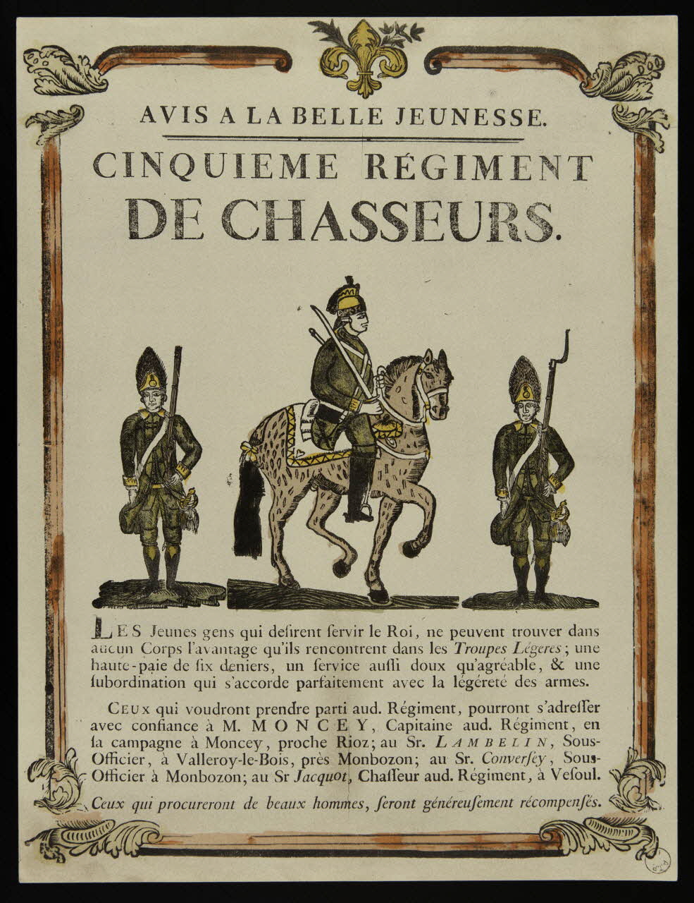 estampe CINQUIEME REGIMENT  DE CHASSEURS. 1976.70.3 Photo