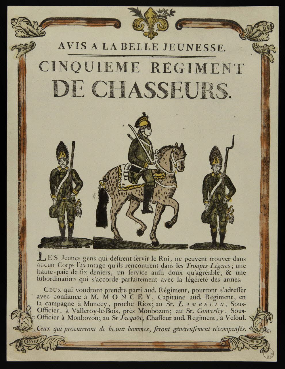 estampe CINQUIEME REGIMENT  DE CHASSEURS. 1976.70.4 Photo