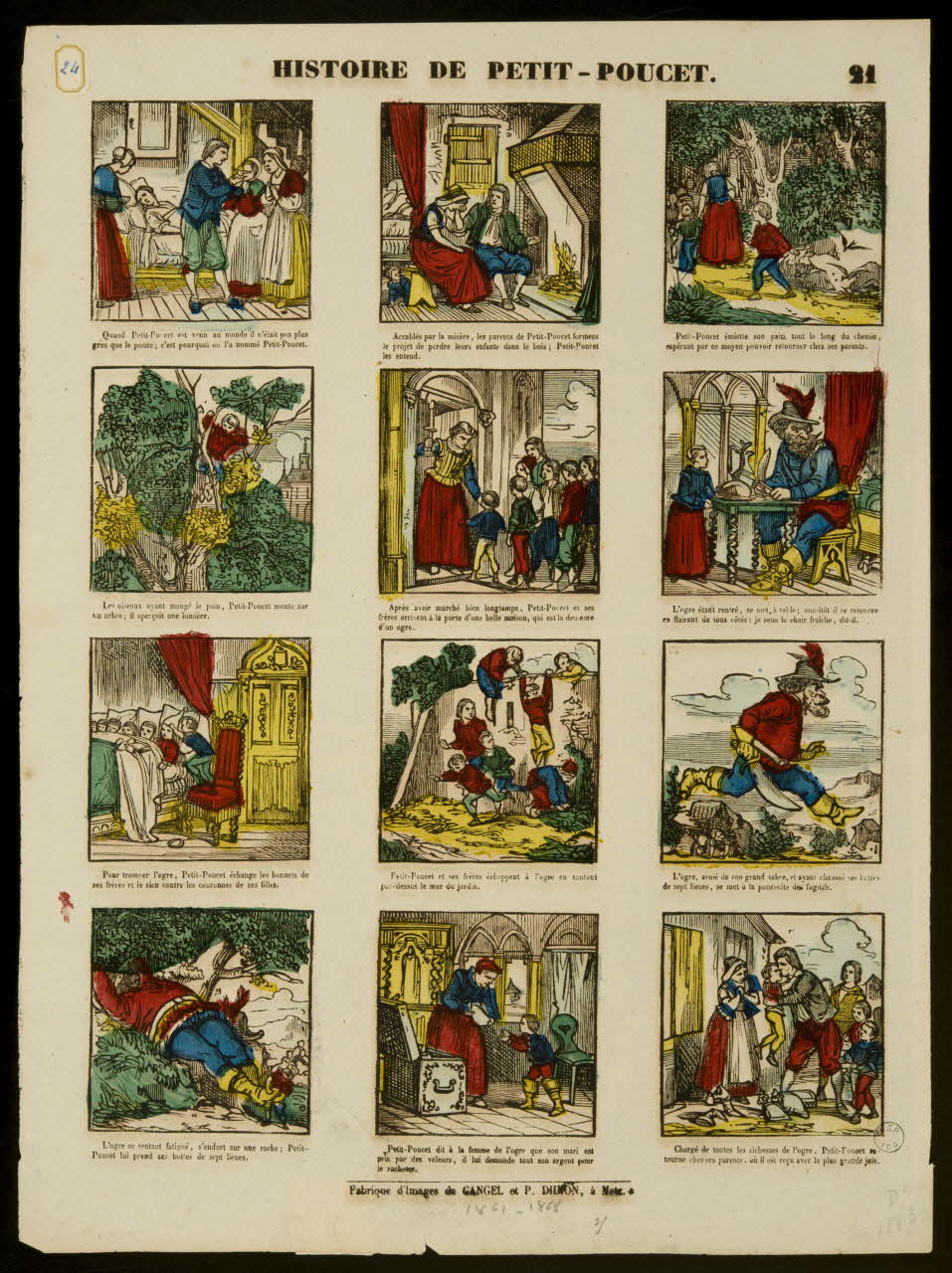 Gangel et Didion estampe HISTOIRE DE PETIT-POUCET. Metz 1858-1868 1977.4.4 Photo