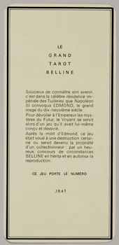 France Cartes ; Edmond cartes à jouer LE GRAND TAROT BELLINE 1966 1977.60.83.79 Photo