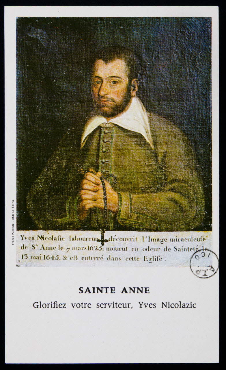 France-Publicité image pieuse Portrait d'Yves Nicolazic La-Seyne-sur-Mer 1952 1977.67.4 Photo