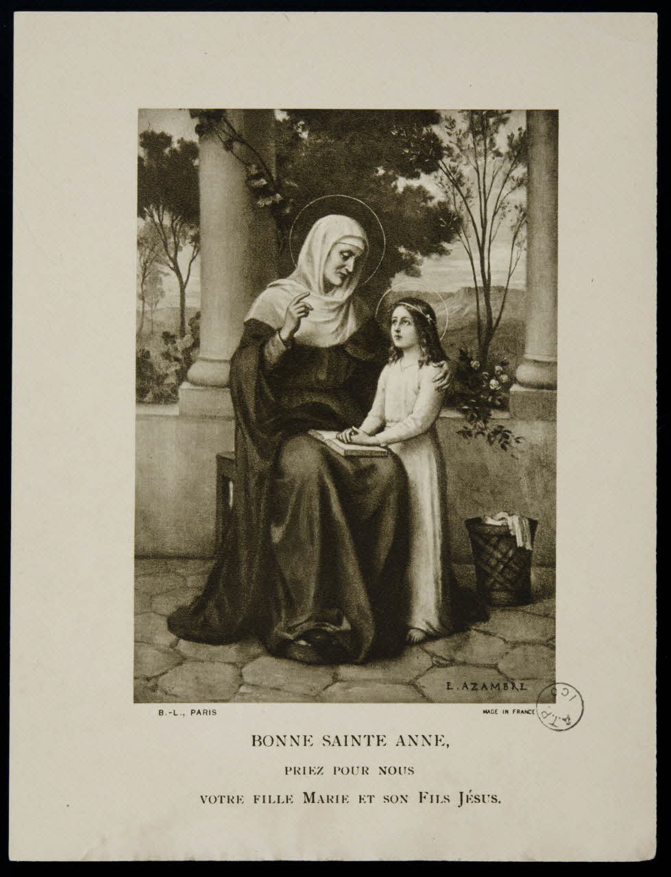 image pieuse BONNE SAINTE ANNE, 1977.67.6 Photo