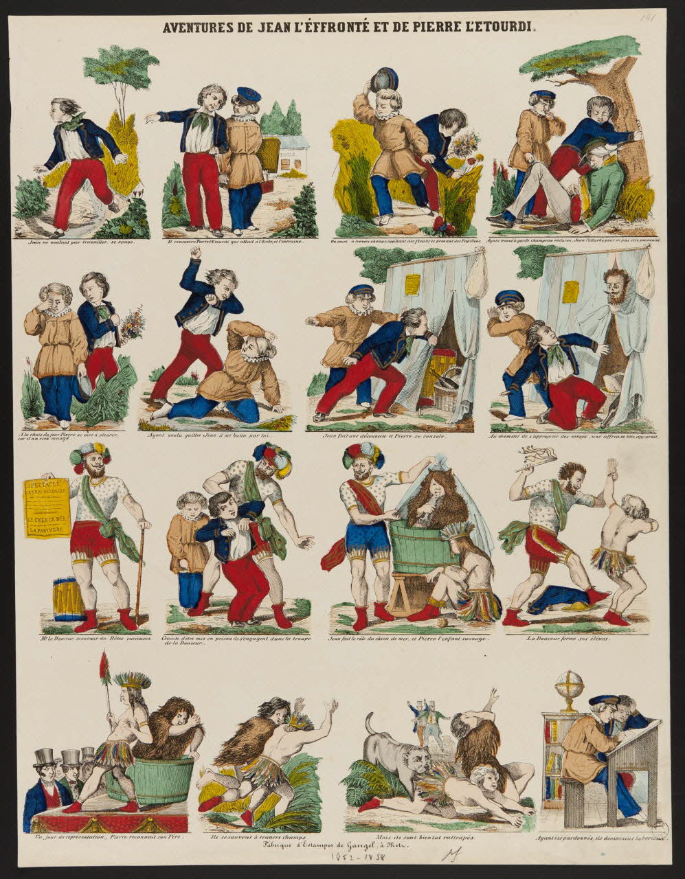 Charles Nicolas Gangel estampe AVENTURES DE JEAN L'EFFRONTE ET DE PIERRE L'ETOURDI. Metz 1852-1858 1977.68.23 Photo