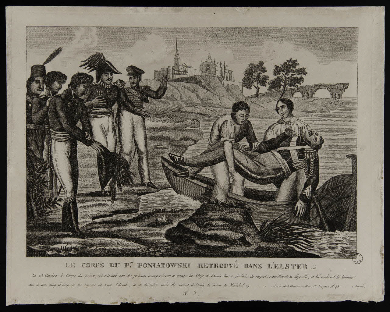 estampe LE CORPS DU Pce. PONIATOWSKI RETROUVE DANS L'ELSTER 1977.68.32 Photo