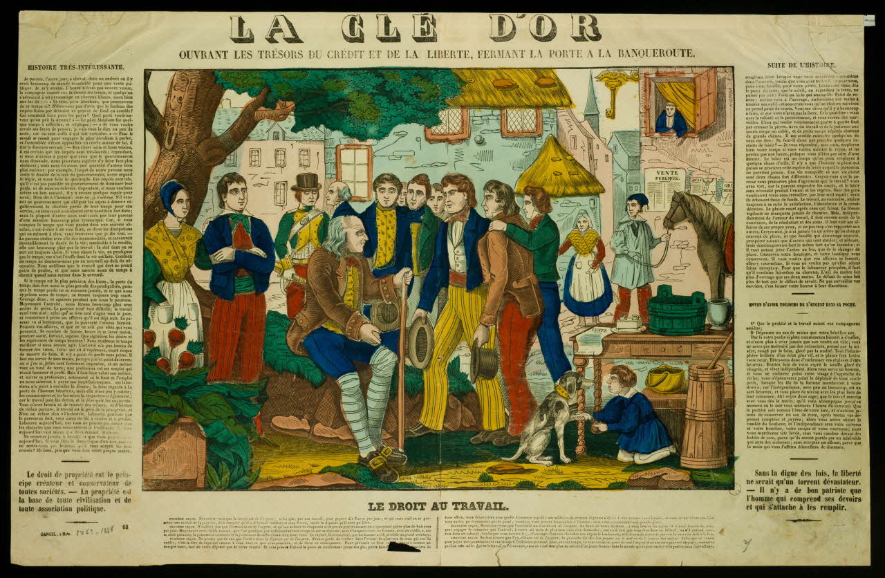 Charles Nicolas Gangel estampe LA CLE D'OR  OUVRANT LES TRESORS DU CREDIT ET DE LA LIBERTE, FERMANT LA PORTE A LA BANQUEROUTE. Metz 1852-1858 1977.68.36 Photo