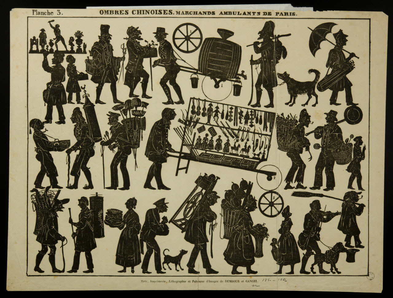 Dembour et Gangel jeu, ombre chinoise Ombres chinoises. Marchand ambulants de Paris Lorraine, France 1840-1852 1977.68.38 Photo