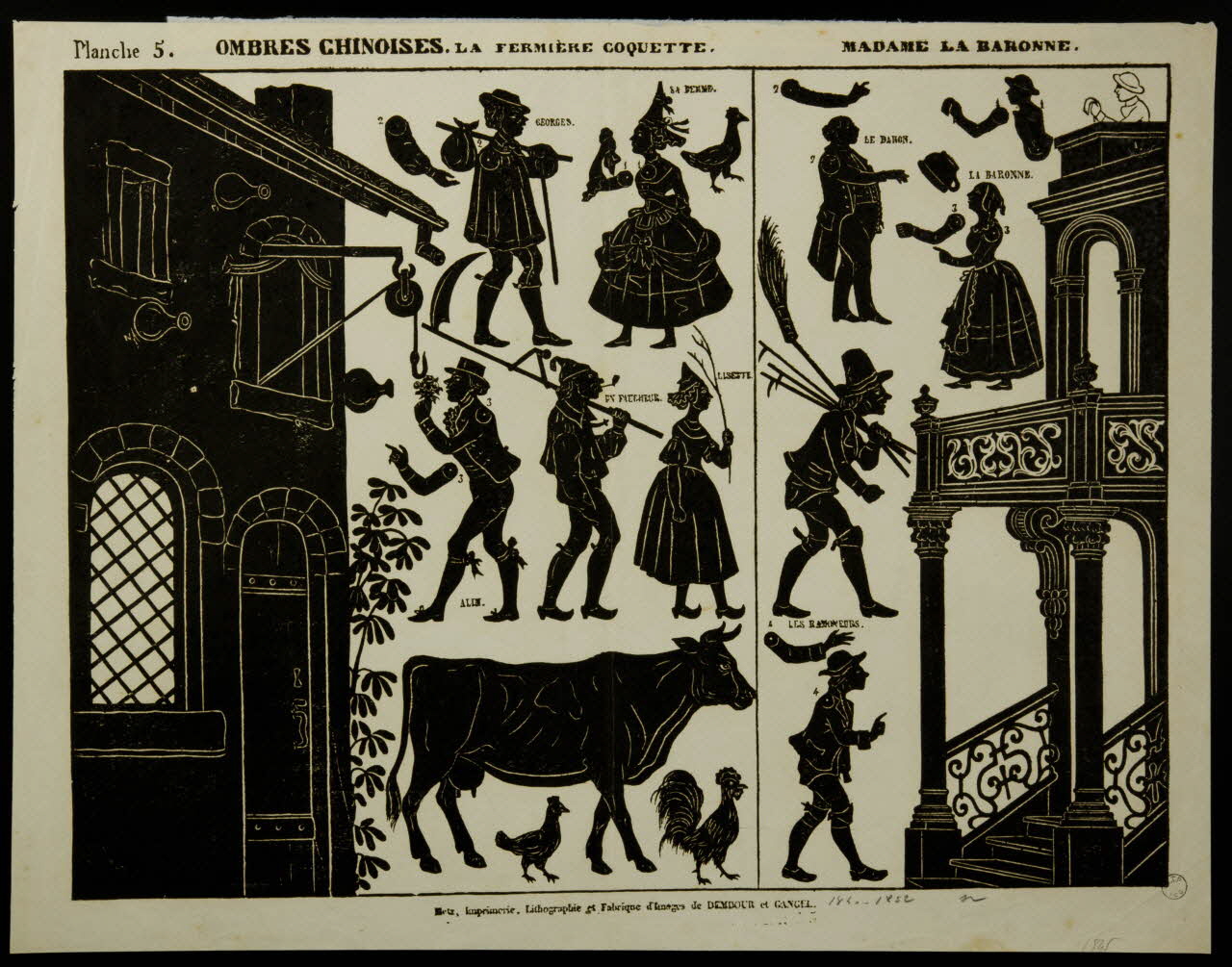 Dembour et Gangel jeu, ombre chinoise OMBRES CHINOISES. LA FERMIERE COQUETTE.  MADAME LA BARONNE. Metz 1840-1852 1977.68.39 Photo
