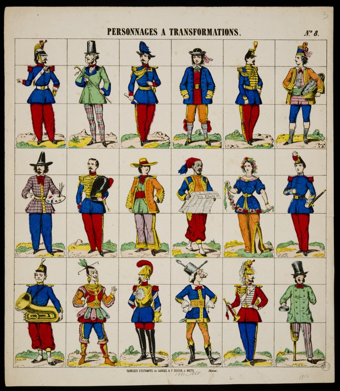 Gangel et Didion estampe PERSONNAGES A TRANSFORMATIONS. Metz 1858-1868 1977.68.42 Photo