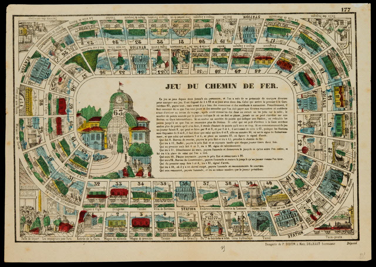 Paulin Didion ; Dembour et Gangel ; Jean-Jules Delhalt estampe JEU DU CHEMIN DE FER. Lorraine, France 1869-1879 1977.68.46 Photo