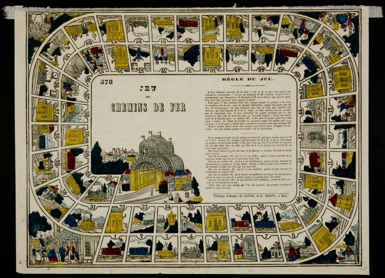 Gangel et Didion jeu de l'oie JEU  DES  CHEMINS DE FER Metz 1861-1868 1977.80.28 Photo
