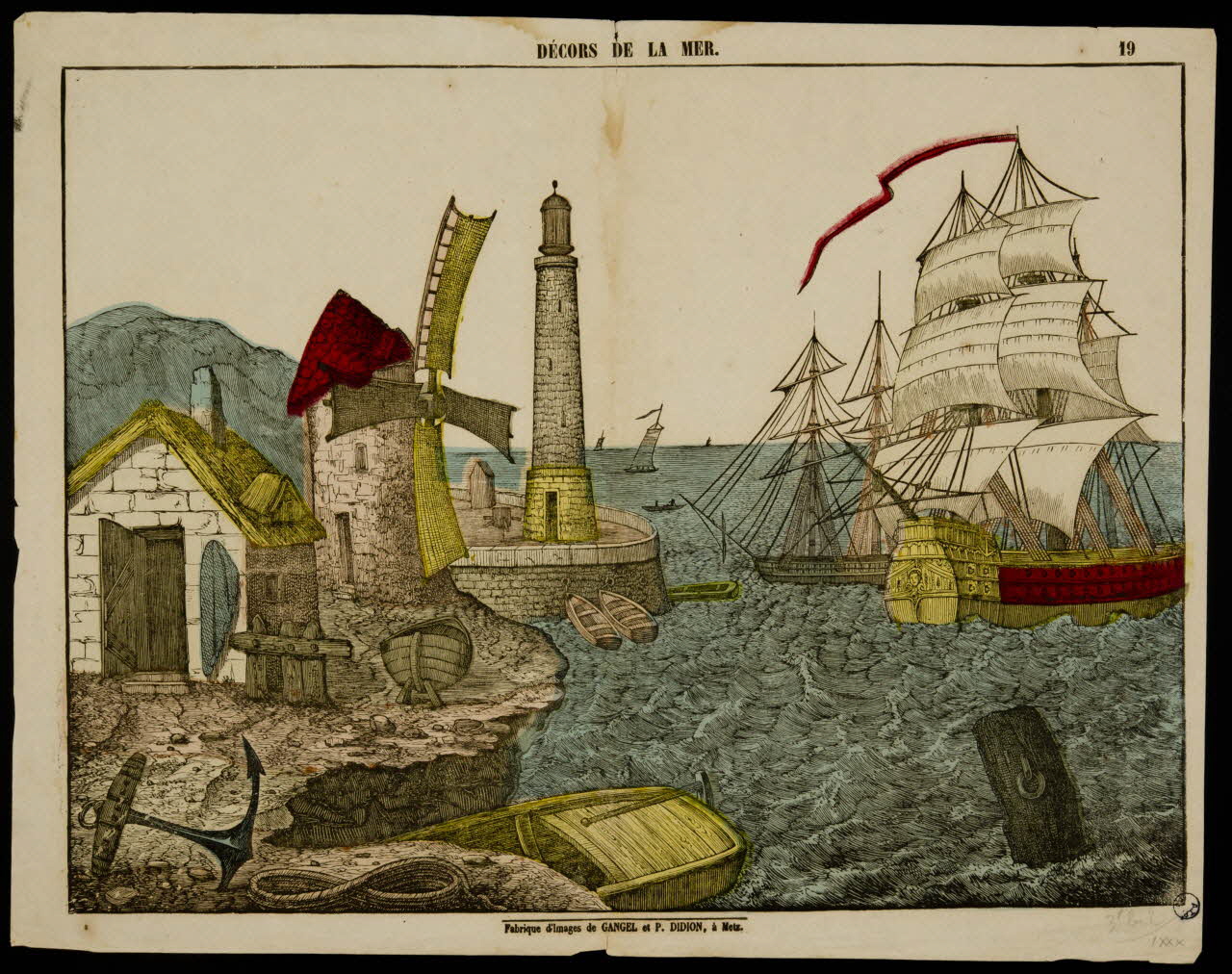 Gangel et Didion estampe DECORS DE LA MER. Metz 1858-1868 1977.80.29 Photo