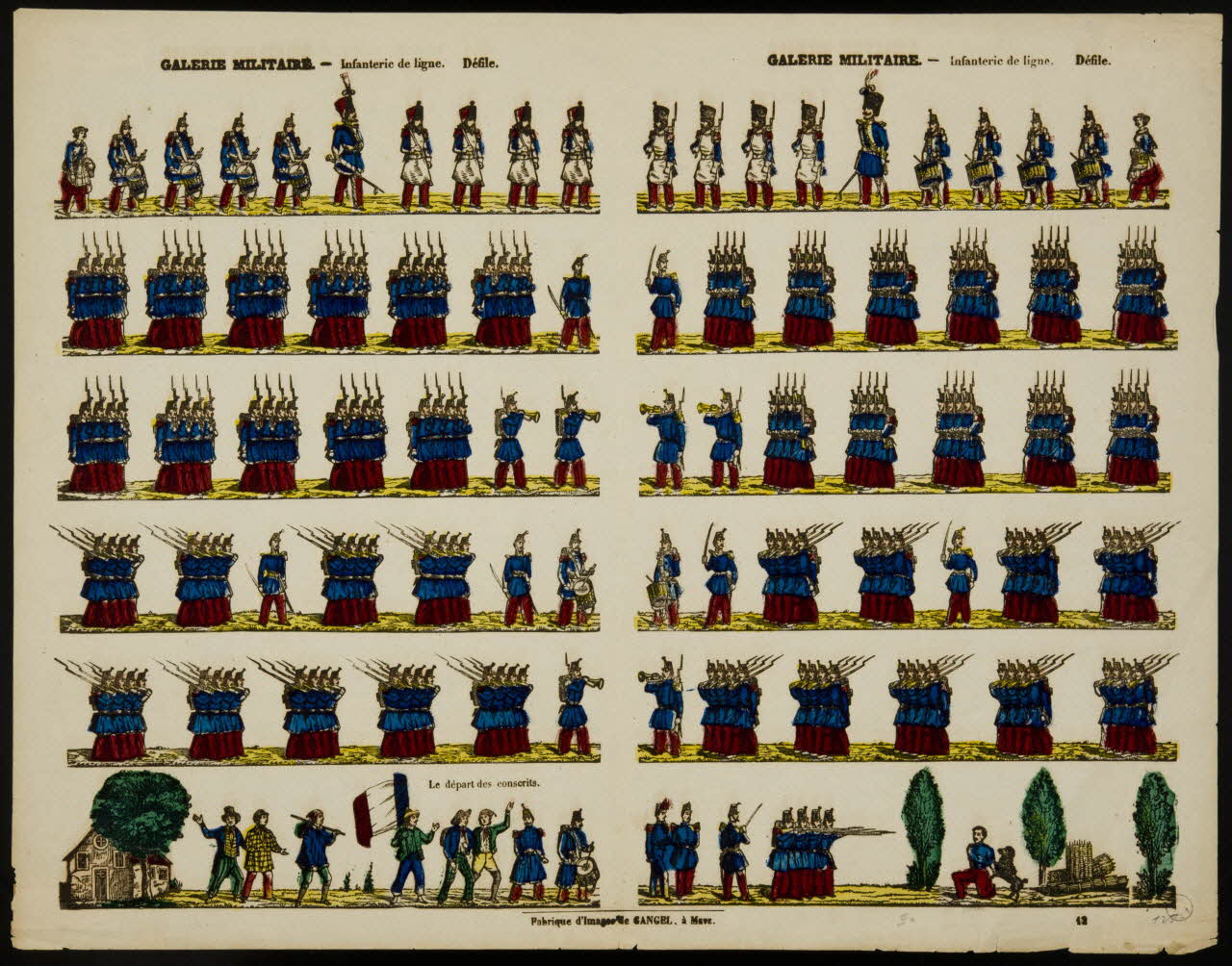 Charles Nicolas Gangel estampe GALERIE MILITAIRE. - Infanterie de ligne. Défile. Metz 1852-1858 1977.80.31 Photo