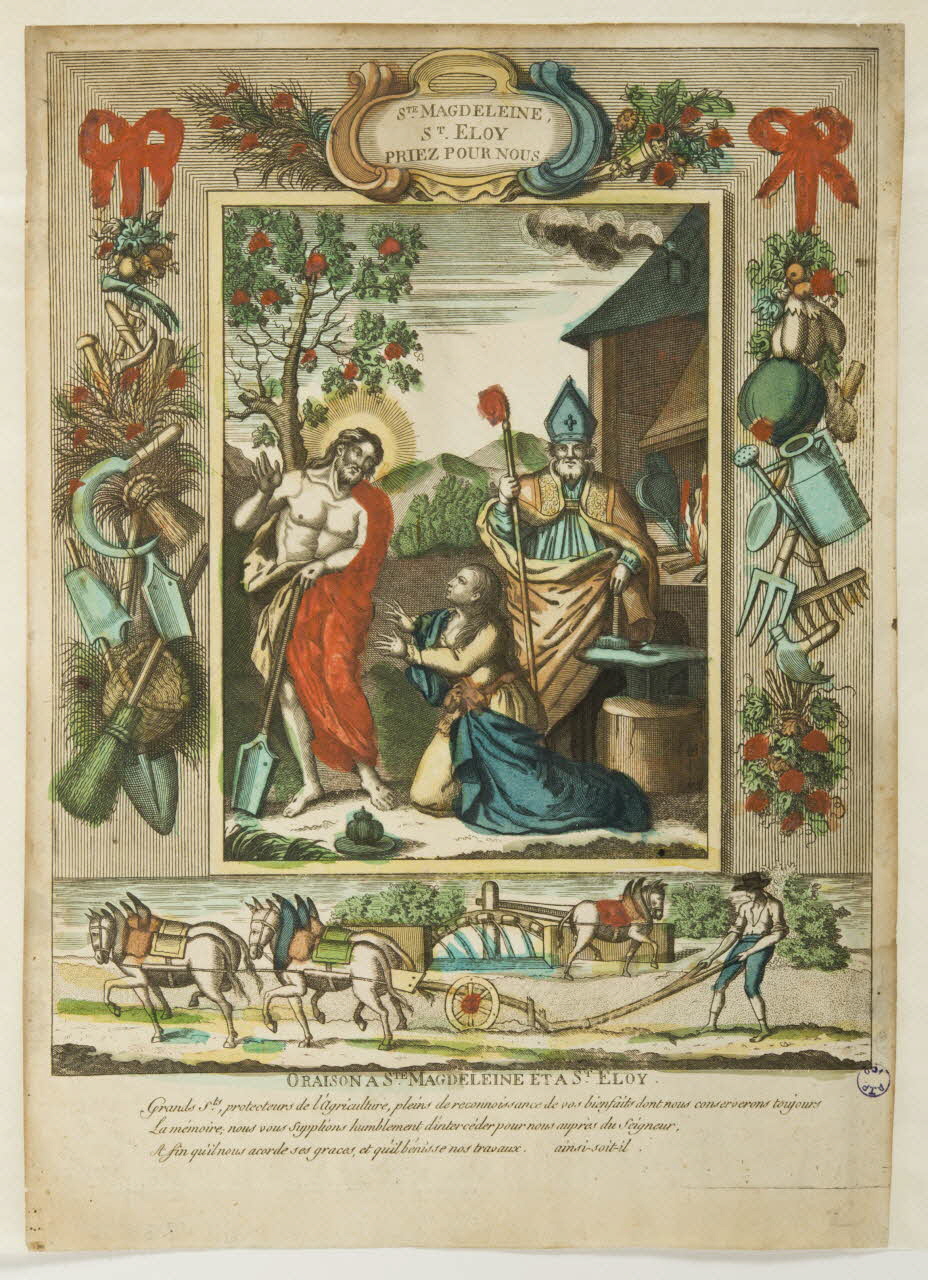 estampe STE. MAGDELEINE  ST. ELOY  PRIEZ POUR NOUS  ORAISON A STE. MAGDELEINE ET A ST. ELOY. 1977.80.50.2 Photo