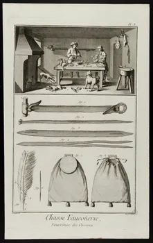 estampe Chasse Fauconerie,  Nourriture des Oiseaux. 1977.90.1 Photo