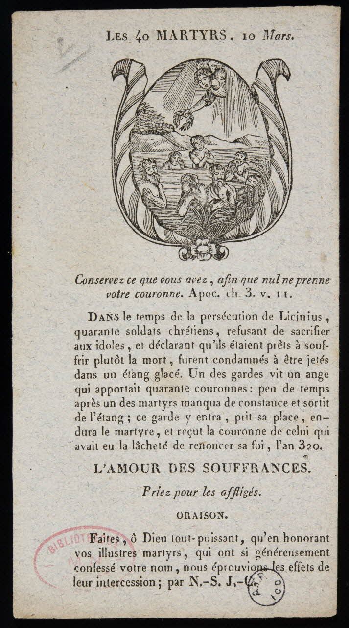 estampe LES 40 MARTYRS, 10 Mars. 1978.10.17 Photo