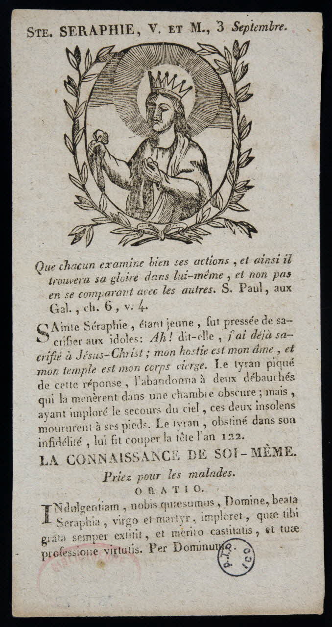 estampe STE. SERAPHIE, V. ET M., 3 Septembre. 1978.10.22 Photo