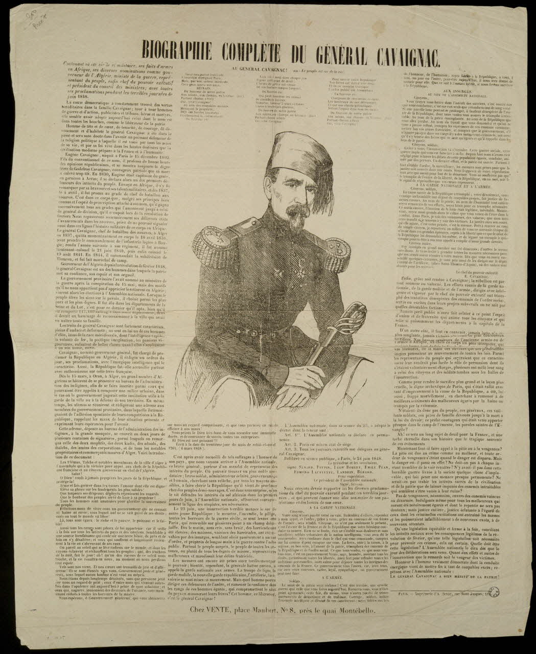 estampe BIOGRAPHIE COMPLETE DU GENERAL CAVAIGNAC. 1978.102.12 Photo