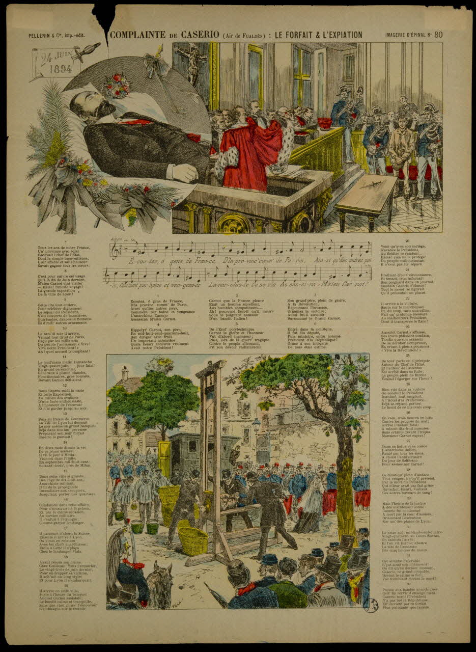 estampe COMPLAINTE DE CASERIO (Air de FUALDES) : LE FORFAIT ET L'EXPIATION 1978.29.7 Photo