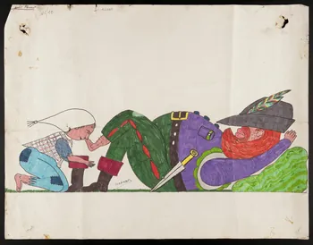 Hapard M. ensemble (2) dessin double face Projet de char sur le thème du Petit Poucet 1978 1978.30.30 Photo