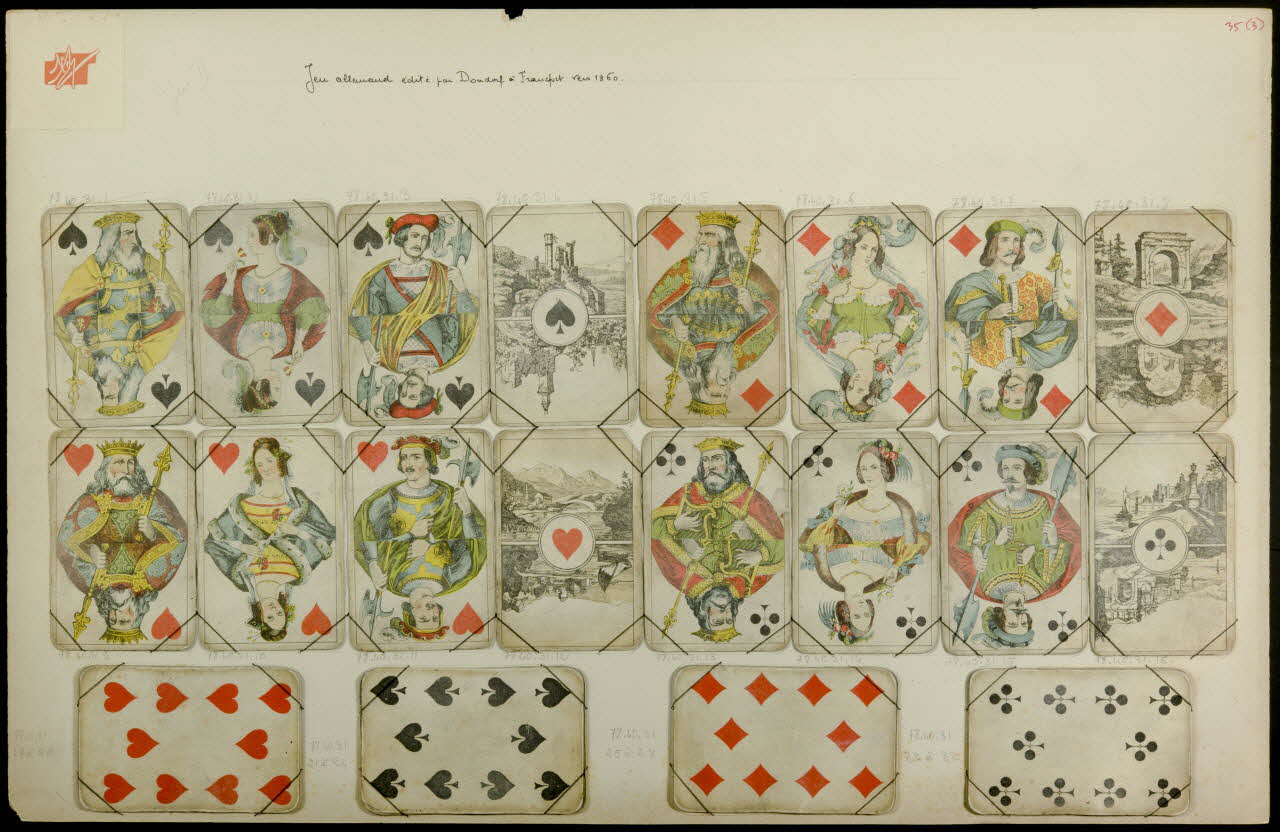 cartes à jouer Jeu allemand édité par Dondorf à Francfort vers 1860 1978.40.31.1/32 Photo