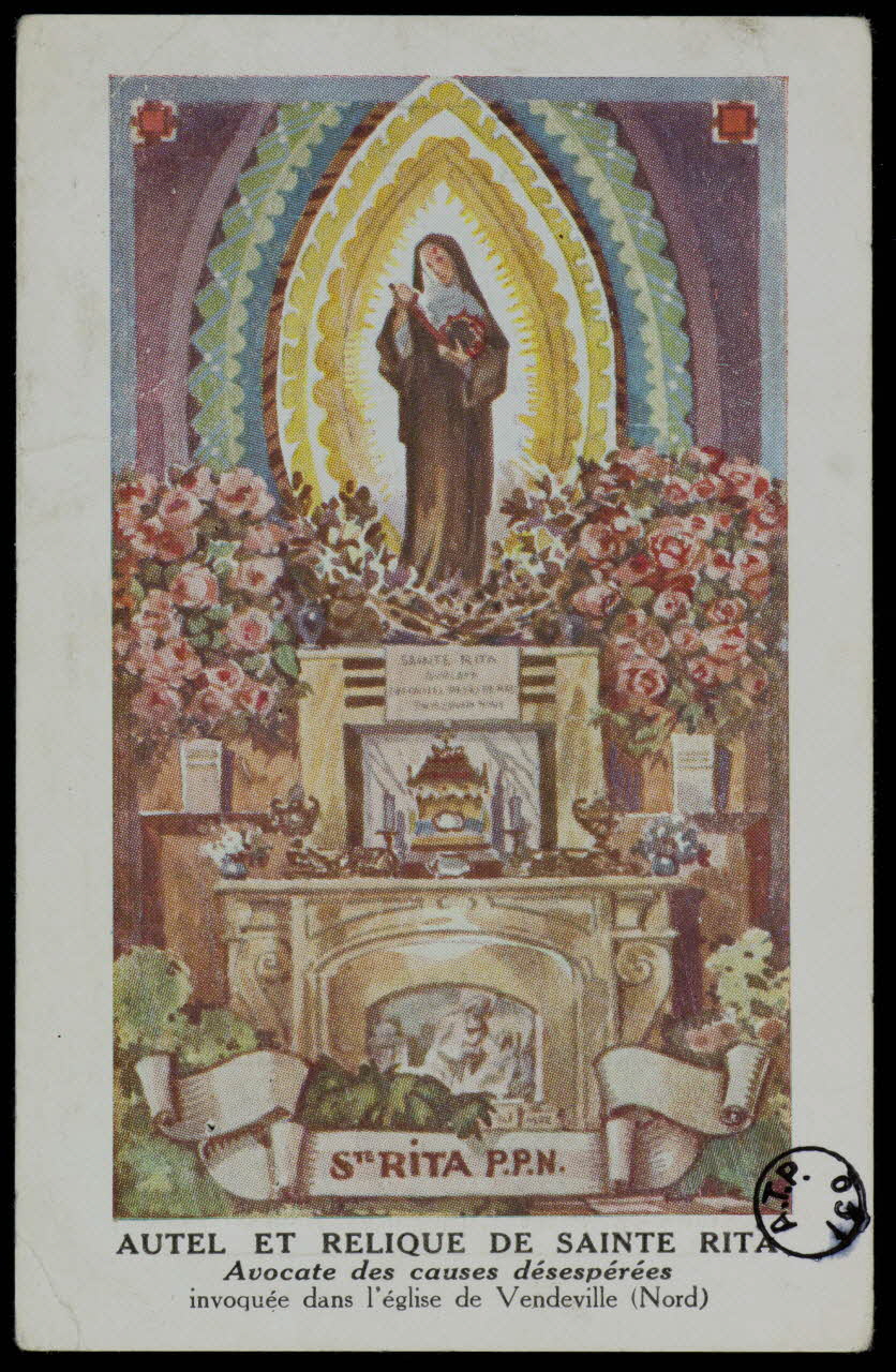 estampe AUTEL ET RELIQUE DE SAINTE RITA  Avocate des causes désespérées  invoquée dans l'église de Vendeville (Nord) 1978.44.104 Photo