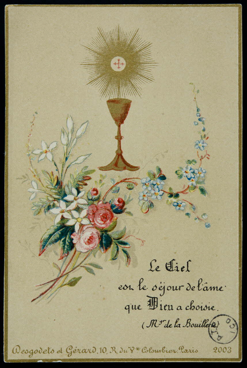 Desgodets et Gérard estampe SOUVENIR  de Première Communion Paris 1890 1978.44.67 Photo