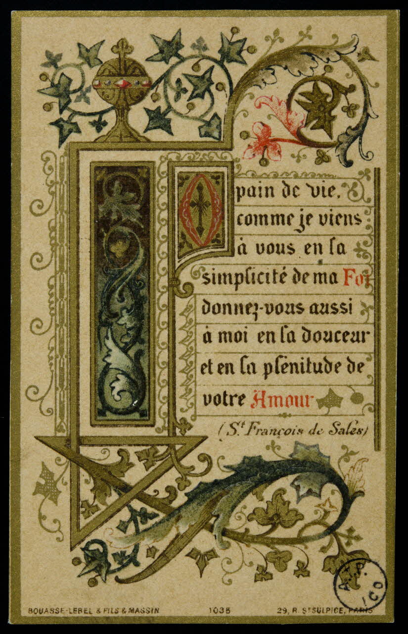 estampe SOUVENIR  de Première Communion 1892 1978.44.70 Photo