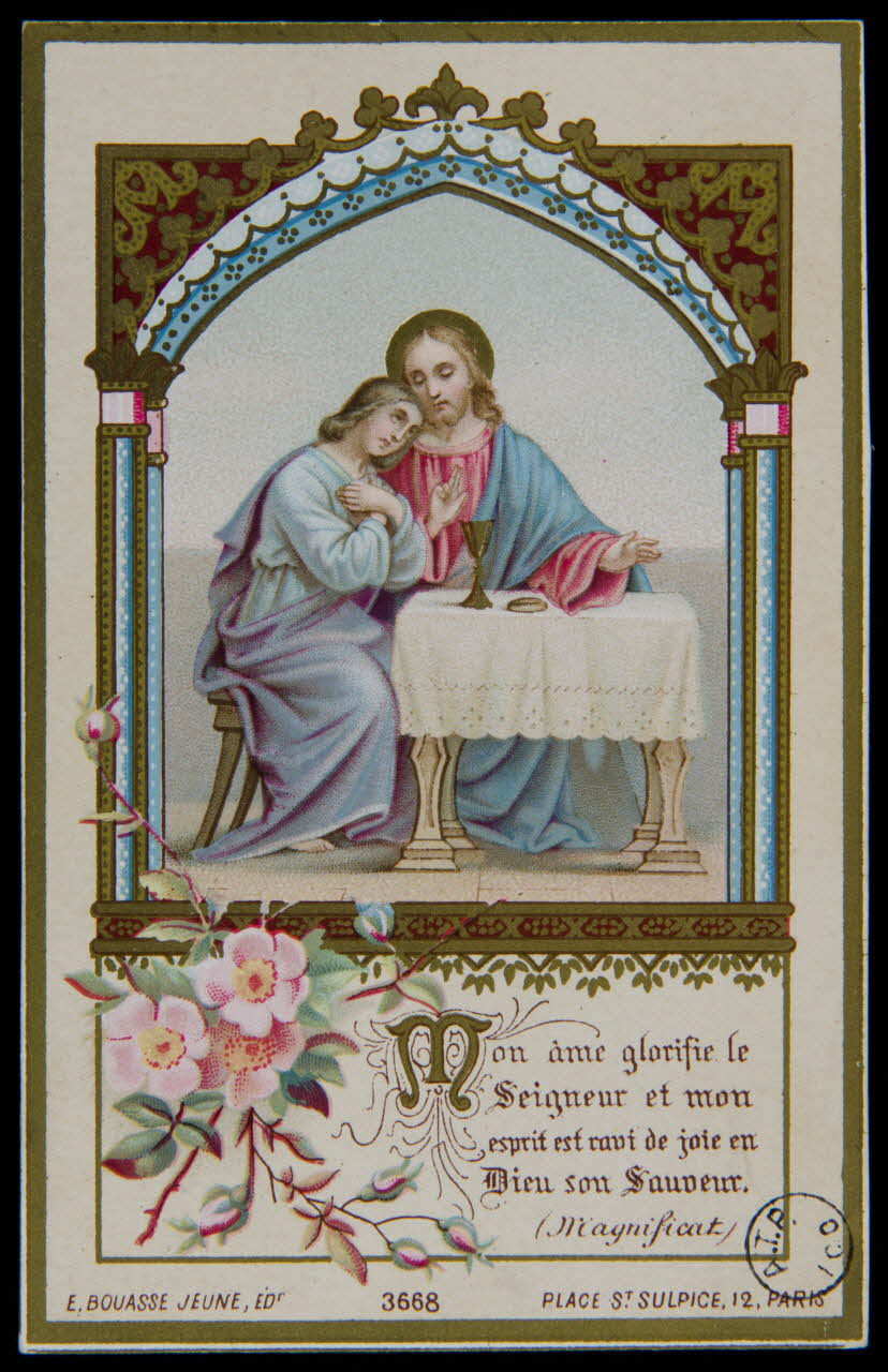 estampe Mon âme glorifie le  Seigneur et mon  esprit est ravi de joie en  Dieu son Sauveur. 1892 1978.44.77 Photo