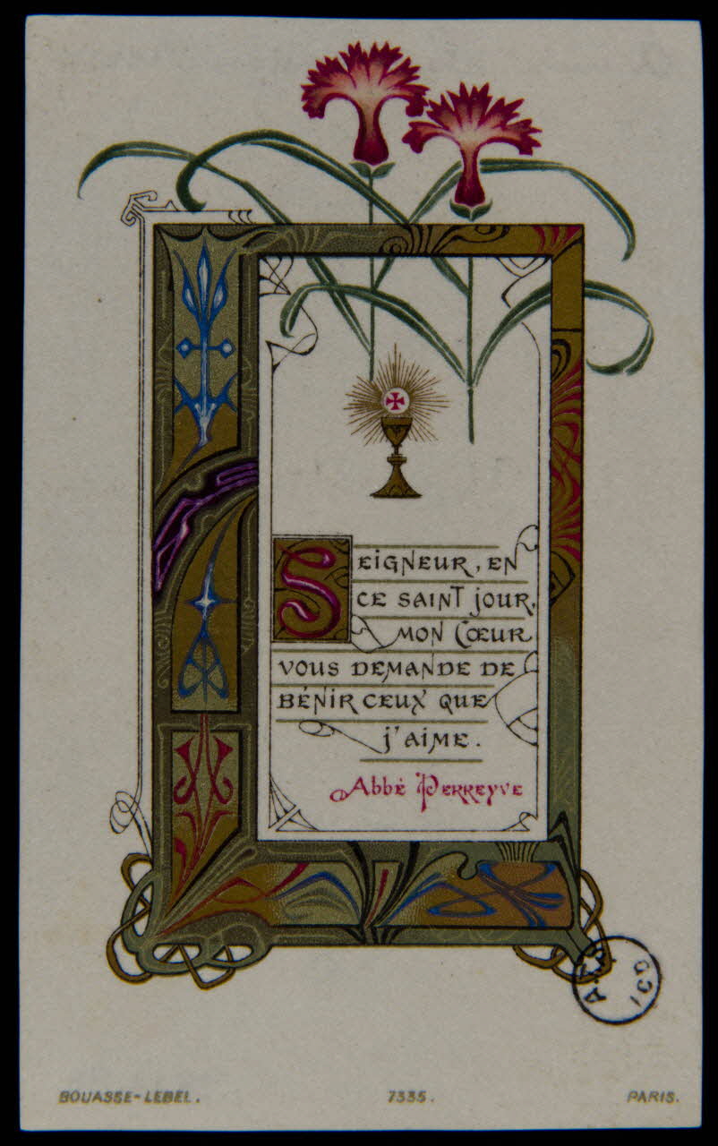 Bouasse-Lebel estampe SEIGNEUR, EN  CE SAINT JOUR,  MON COEUR  VOUS DEMANDE DE  BENIR CEUX QUE  J'AIME. 1910 1978.44.86 Photo