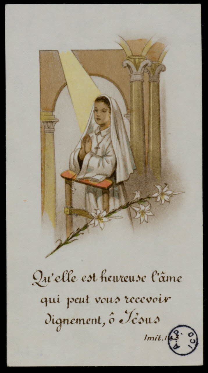 Bruyères, D. estampe Qu'elle est heureuse l'âme  qui peut vous recevoir  dignement, ô Jésus 1963 1978.44.93 Photo