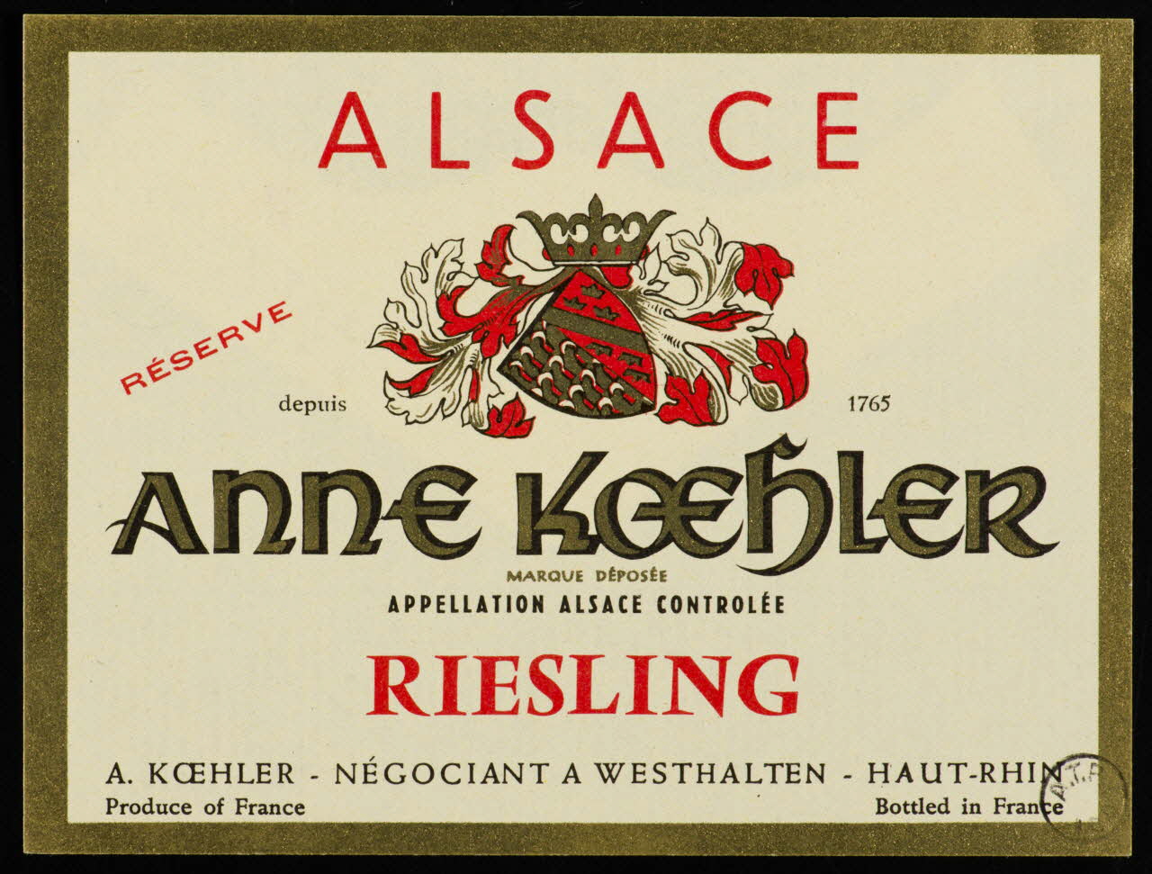 estampe ALSACE  RIESLING 1972.58.37.1/2 Photo