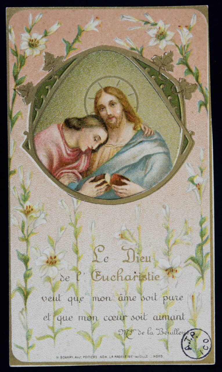 Bonamy estampe Le Dieu  de l'Eucharistie  veut que mon âme soit pure  et que mon coeur soit aimant 1913 1978.63.117 Photo