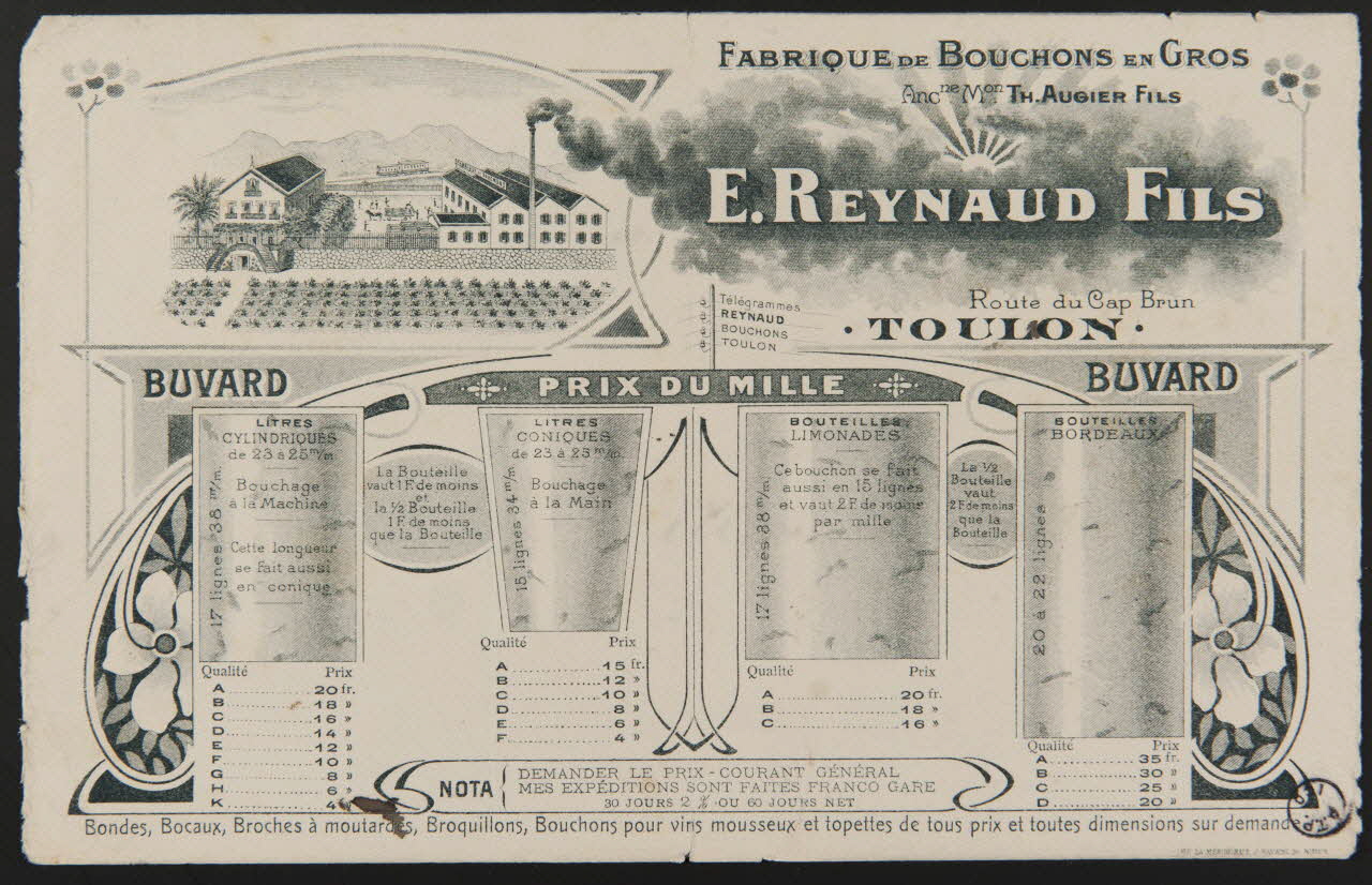 estampe FABRIQUE DE BOUCHONS EN GROS  E. REYNAUD FILS 1978.95.5  Photo