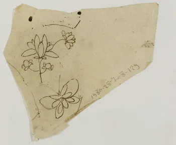 dessin Poncif représentant un papillon et une fleur 1980.28.708.129 Photo
