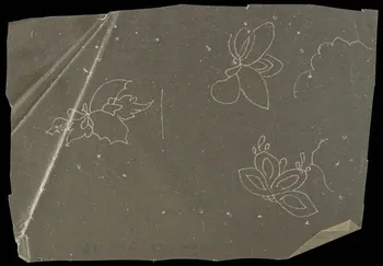 dessin Poncif représentant papillon et fleurs 1980.28.708.14 Photo