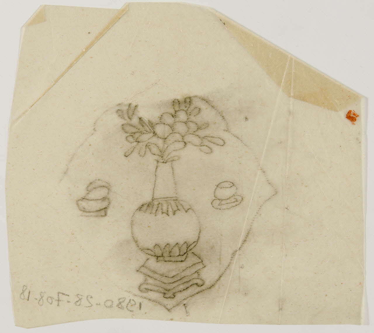 dessin Poncif représentant vase et fleurs 1980.28.708.18 Photo