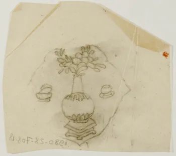 dessin Poncif représentant vase et fleurs 1980.28.708.18 Photo