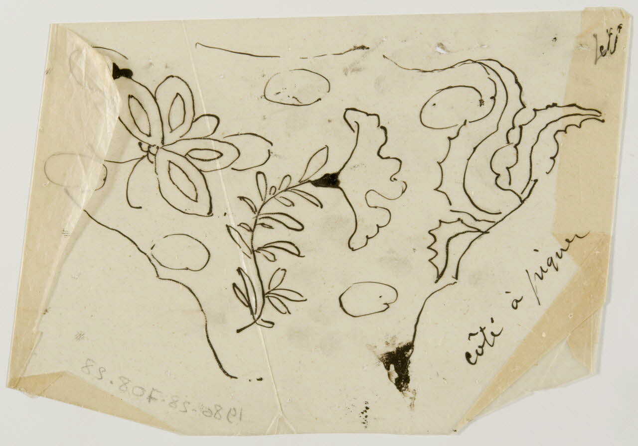 dessin Poncif représentant papillon et fleurs 1980.28.708.28 Photo