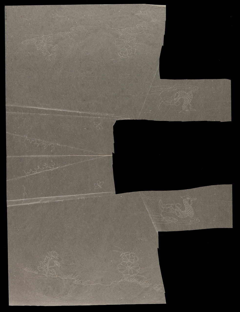 dessin Poncif avec canards, papillons et fleurs 1980.28.715.100 Photo