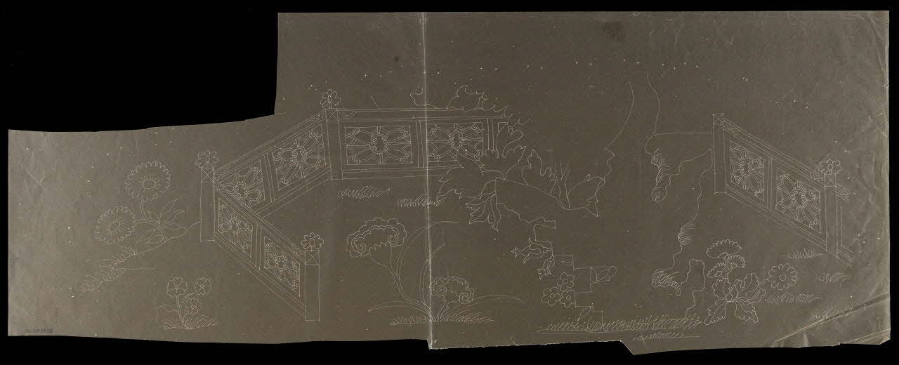 dessin Poncif avec fleurs et éléments d'architecture 1980.28.715.107 Photo