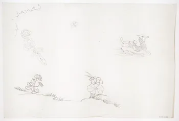 dessin Poncif représentant des fleurs et un canard 1980.28.715.82 Photo