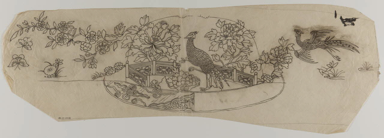 dessin Poncif avec fleurs et faisans 1980.28.715.89 Photo